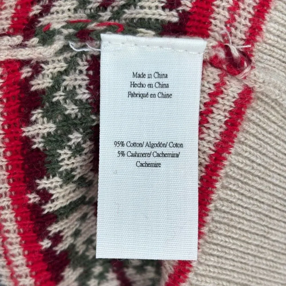 ED Ellen DeGeneres Penguin Fair Isle Cashmere Blend Sweater Beige Holiday Medium